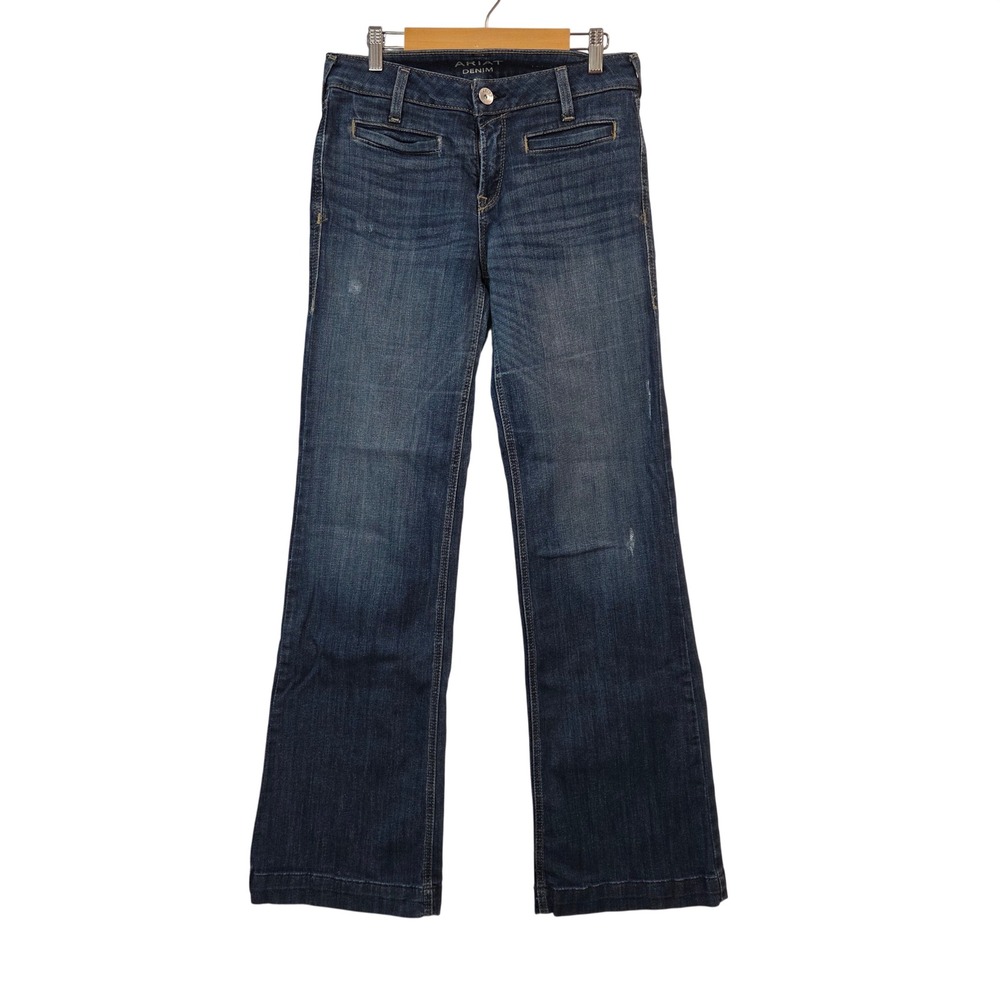 Ariat Womens 28L Perfect Rise Trouser Jeans Wide Leg Pacific Blue Western
